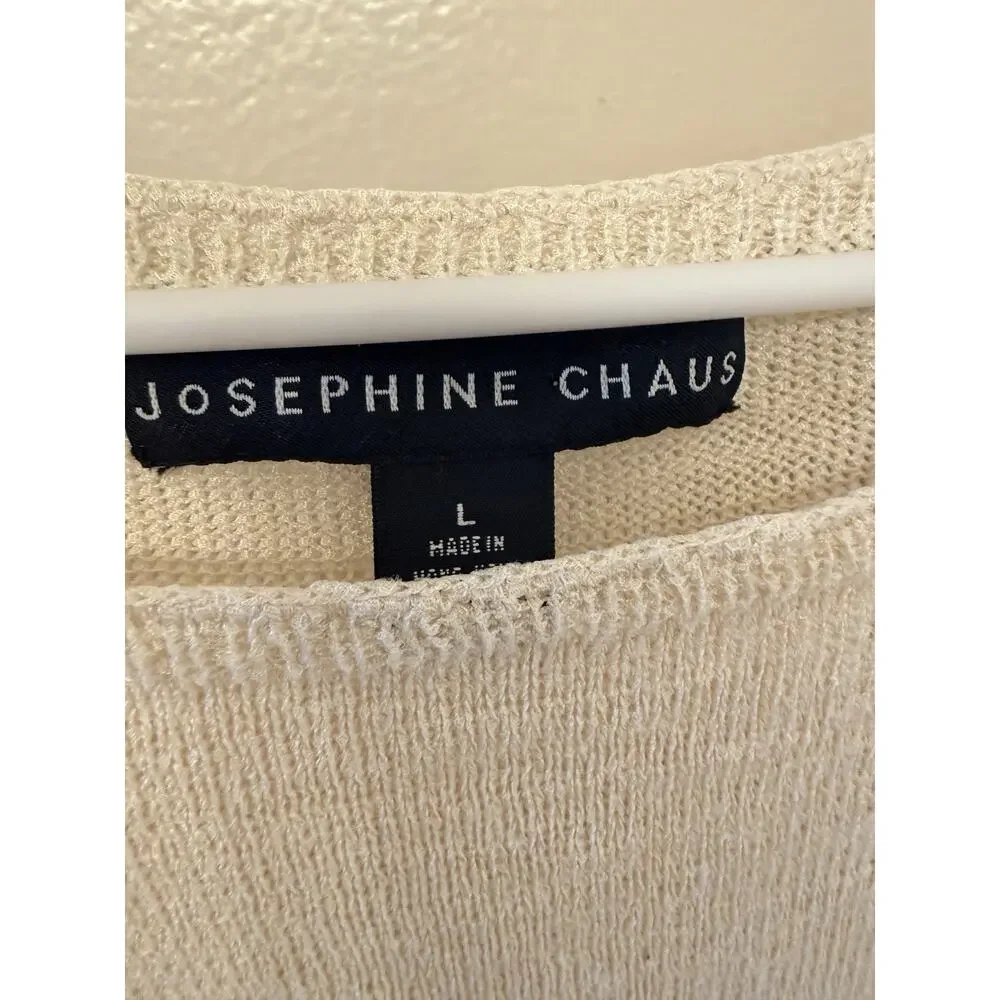 Josephine Chaus Womens Beige Knit Tank Top Large Sleeveless Lightweight Sweater